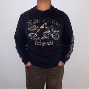 Vintage Harley Davidson Y2K Long Sleeve Black Tee